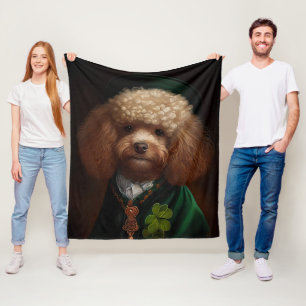Poodelhond in St. Patrick's Day-jurk Fleece Deken