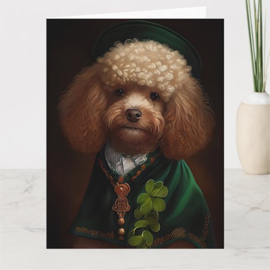 Poodelhond in St. Patrick's Day-jurk Kaart (Voorkant)