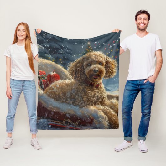 Poodelhond Kerst Festief Fleece Deken (In situ)