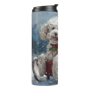 Poodelhond Kerst Festief Thermosbeker
