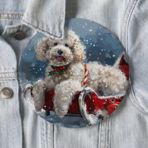 Poodelhond Kerst Festiviteit Ronde Button 6,0 Cm