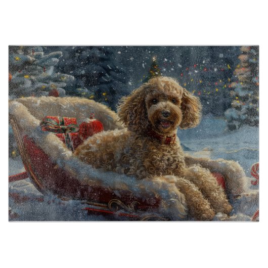 Poodelhond Kerst Festiviteit Snijplank (Voorkant)