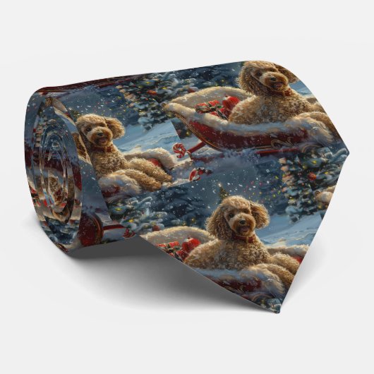 Poodelhond Kerst Festiviteit Stropdas (Opgerold)