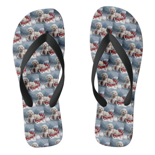 Poodelhond Kerst Festiviteit Teenslippers (Voetbed)