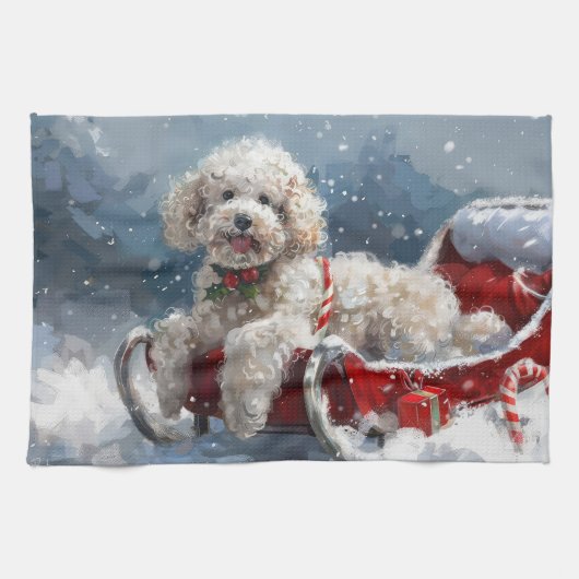 Poodelhond Kerst Festiviteit Theedoek (Horizontaal)