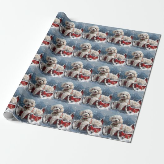 Poodelhond Kerstfeest Cadeaupapier (Uitgerold)
