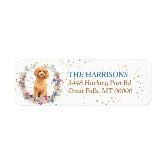Poodelhond Lentebloemenkrans Etiket (Voorkant)