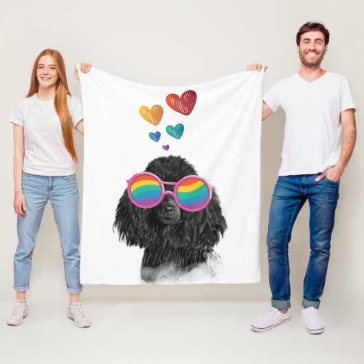 Poodelhond met Hartjes Valentijnsdag  Fleece Deken (In situ)