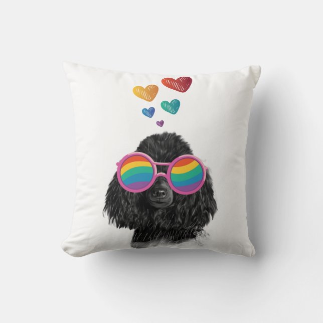 Poodelhond met Hartjes Valentijnsdag Kussen (Voorkant)