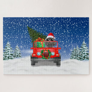 Poodelhond met kerstcadeaus legpuzzel