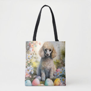 Poodelhond met Pasen Eieren Vakantie Tote Bag