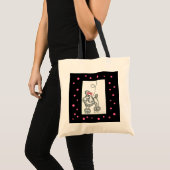 Poodeltas Roze Zwart Retro Jaren Vijftig Tote Bag (Voorkant (product))