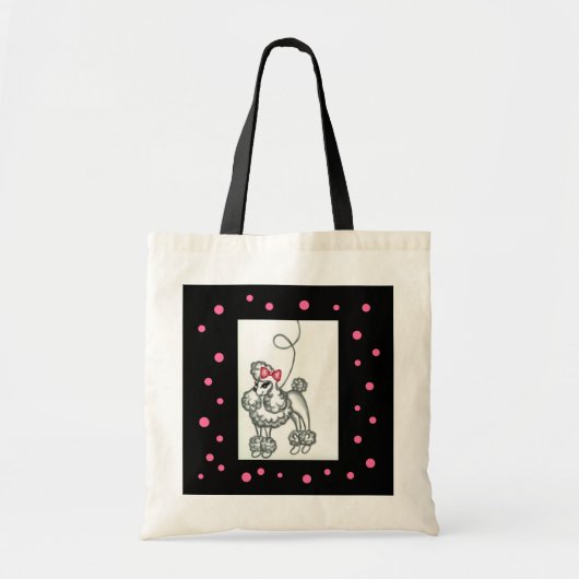 Poodeltas Roze Zwart Retro Jaren Vijftig Tote Bag (Voorkant)