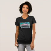 Poodjes in roze Cadillac Retro Print Womens T-shir T-shirt (Voorkant volledig)