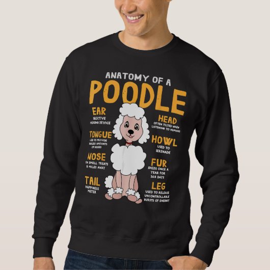 Poodle Anatomy Funny Dog mam Papa Gift Trui (Voorkant)