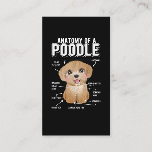 Poodle Anatomy Funny Dog Visitekaartje (Voorkant)