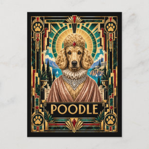 Poodle, Art Deco-hond Briefkaart