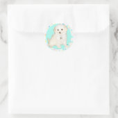 Poodle/Bichon Mix Puppy Celebrates Life Ronde Sticker (Tas)