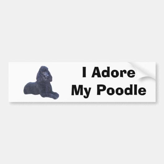 Poodle Black Bumpersticker I Adore (Voorkant)