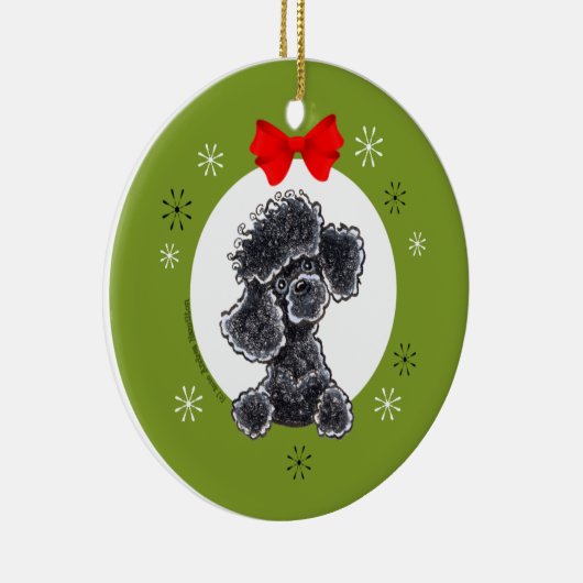 Poodle Black Speelgoed Kerstmis op maat Keramisch Ornament (Rechts)