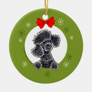 Poodle Black Speelgoed Kerstmis op maat Keramisch Ornament