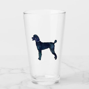 Poodle Black Waterverf Silhouette Glas