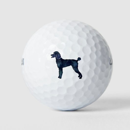 Poodle Black Waterverf Silhouette Golfballen (Voorkant)