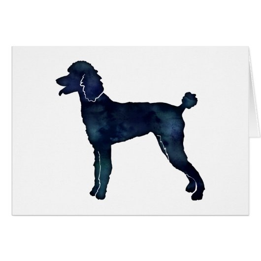 Poodle Black Waterverf Silhouette-kaart (Voorkant Horizontaal)
