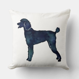 Poodle Black Waterverf Silhouette Kussen