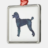 Poodle Black Waterverf Silhouette Metalen Ornament (Links)