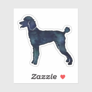 Poodle Black Waterverf Silhouette Sticker
