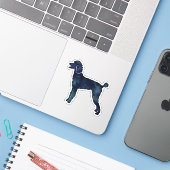 Poodle Black Waterverf Silhouette Sticker (Laptop met iPhone)