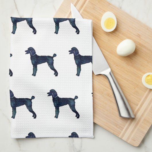 Poodle Black Waterverf Silhouette Theedoek (Quarter Fold)