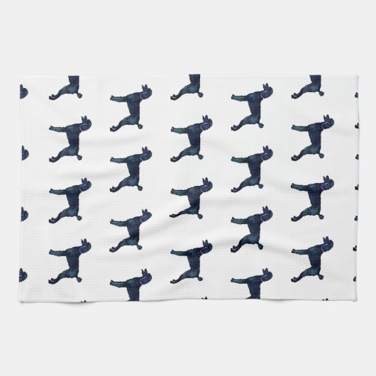 Poodle Black Waterverf Silhouette Theedoek (Horizontaal)