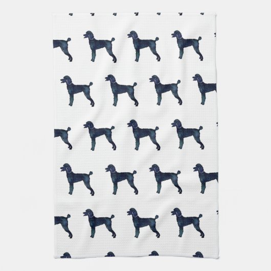 Poodle Black Waterverf Silhouette Theedoek (Verticaal)