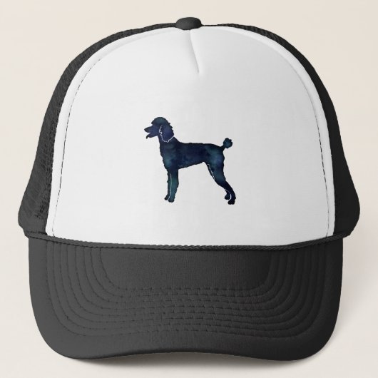 Poodle Black Waterverf Silhouette Trucker Pet (Voorkant)