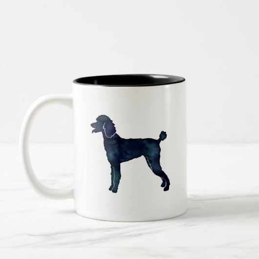 Poodle Black Waterverf Silhouette Tweekleurige Koffiemok (Links)