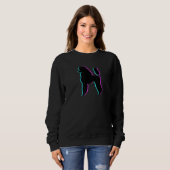 POODLE - BLAUWE ROZE ZWARTE SILHOUET TRUI (Voorkant volledig)
