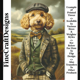 Poodle Boer Portret In Landschap CG5 Découpage Tissuepapier