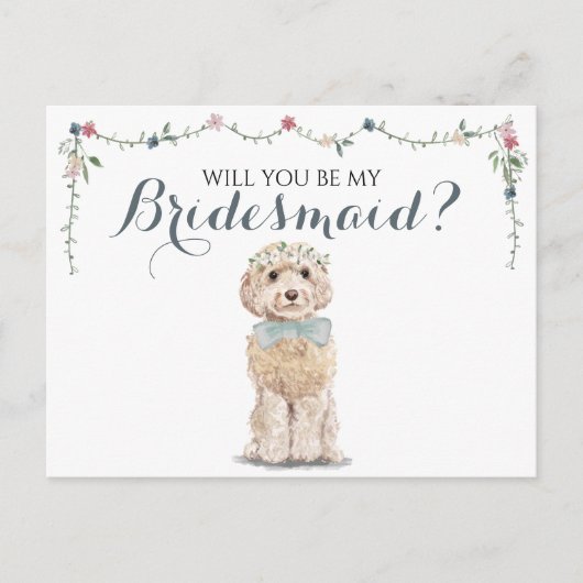 Poodle Boo Dog Bridal Party be My Bridesmaid Uitnodiging Briefkaart (Voorkant)