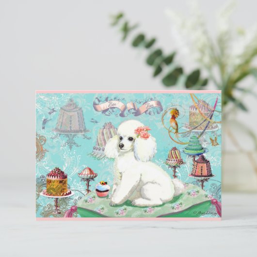 Poodle Cakes Bon Cupcake Invite Kaart (Staand voorkant)