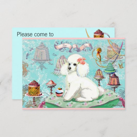 Poodle Cakes Bon Cupcake Invite Kaart (Voorkant / Achterkant)