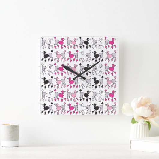 POODLE CHAOS Square Wall klok (Huis)