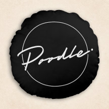 Poodle Chic Fancy Script Elegante Zwarte Ronde Wor