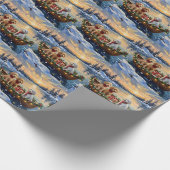 Poodle Christmas Boat Holiday Cadeaupapier (Hoek)