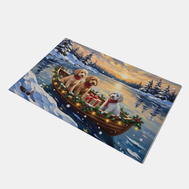 Poodle Christmas Boat Holiday Deurmat (Schuin)