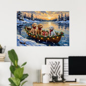 Poodle Christmas Boat Holiday Poster (Thuiskantoor)
