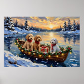 Poodle Christmas Boat Holiday Poster (Voorkant)