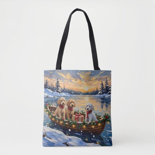 Poodle Christmas Boat Holiday Tote Bag (Voorkant)