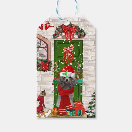 Poodle Christmas Cadeaulabel (Voorkant)
